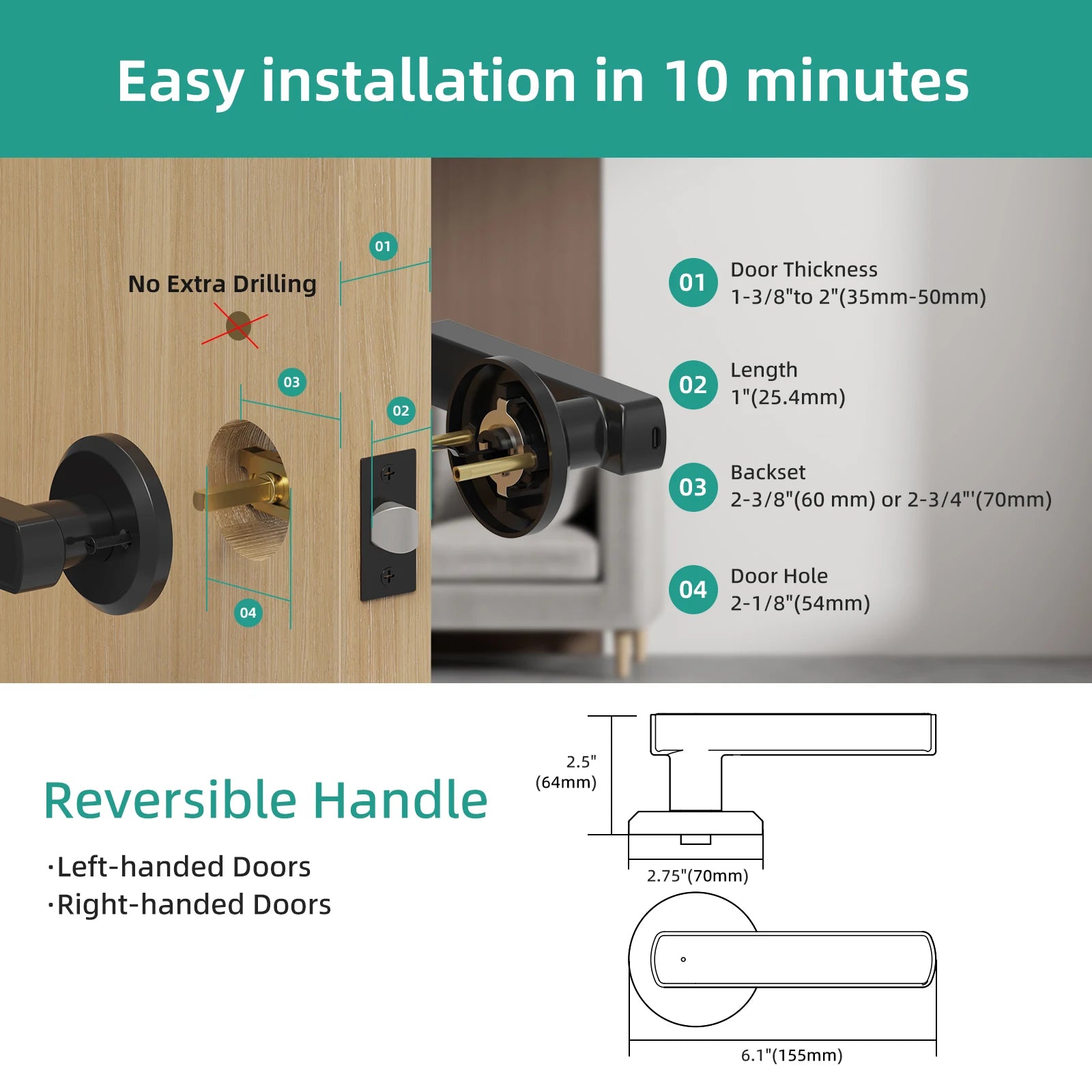 Smart Lock Fingerprint Door Lock App Control Passcode Unlock Electronic Touchscreen Keypad